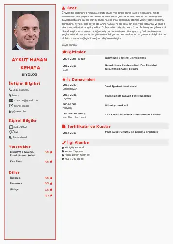 Biyolog CV Örnekleri cv indir